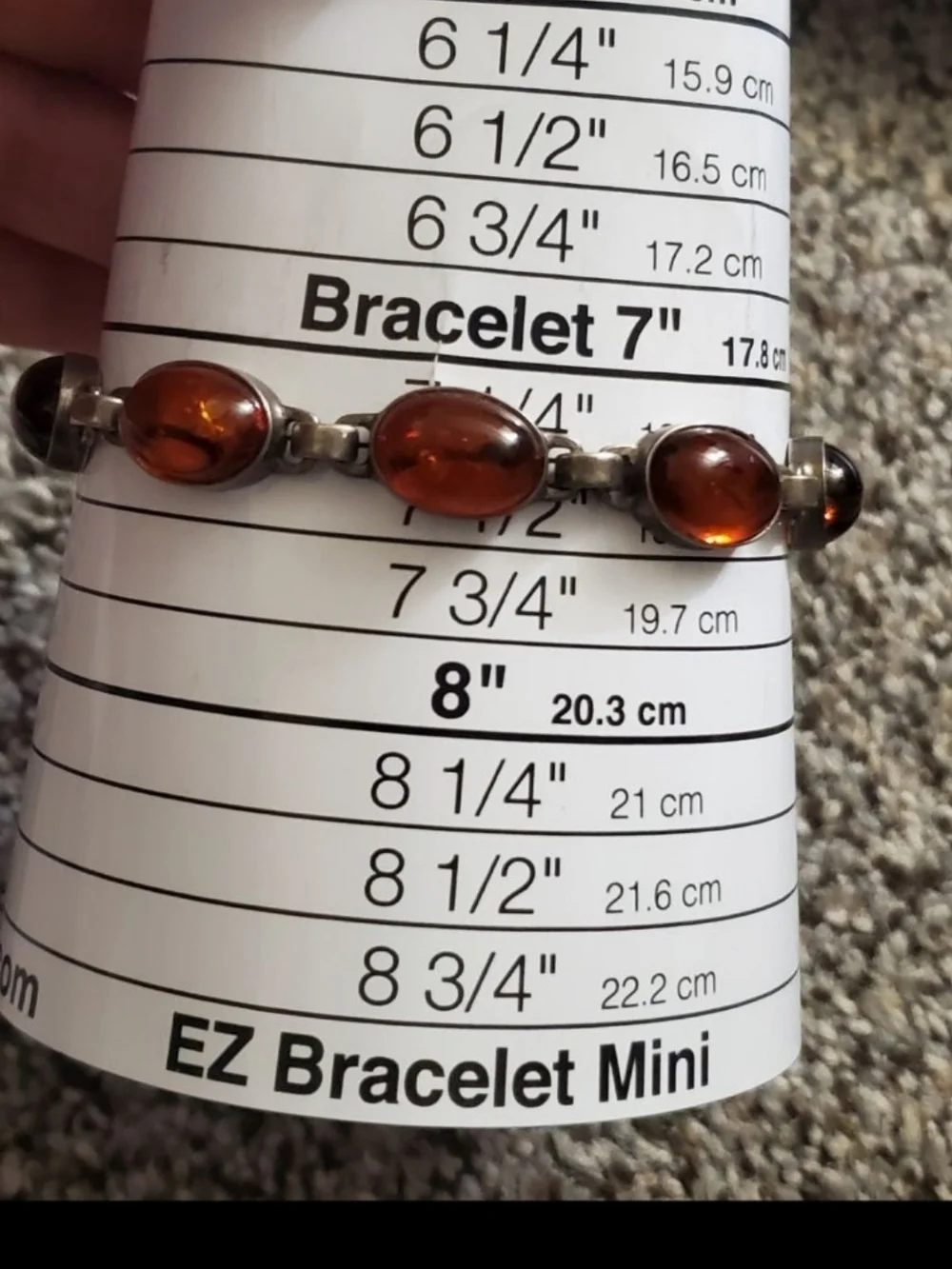 Sterling Amber Oval Link Bracelet - Warm Cognac Brown